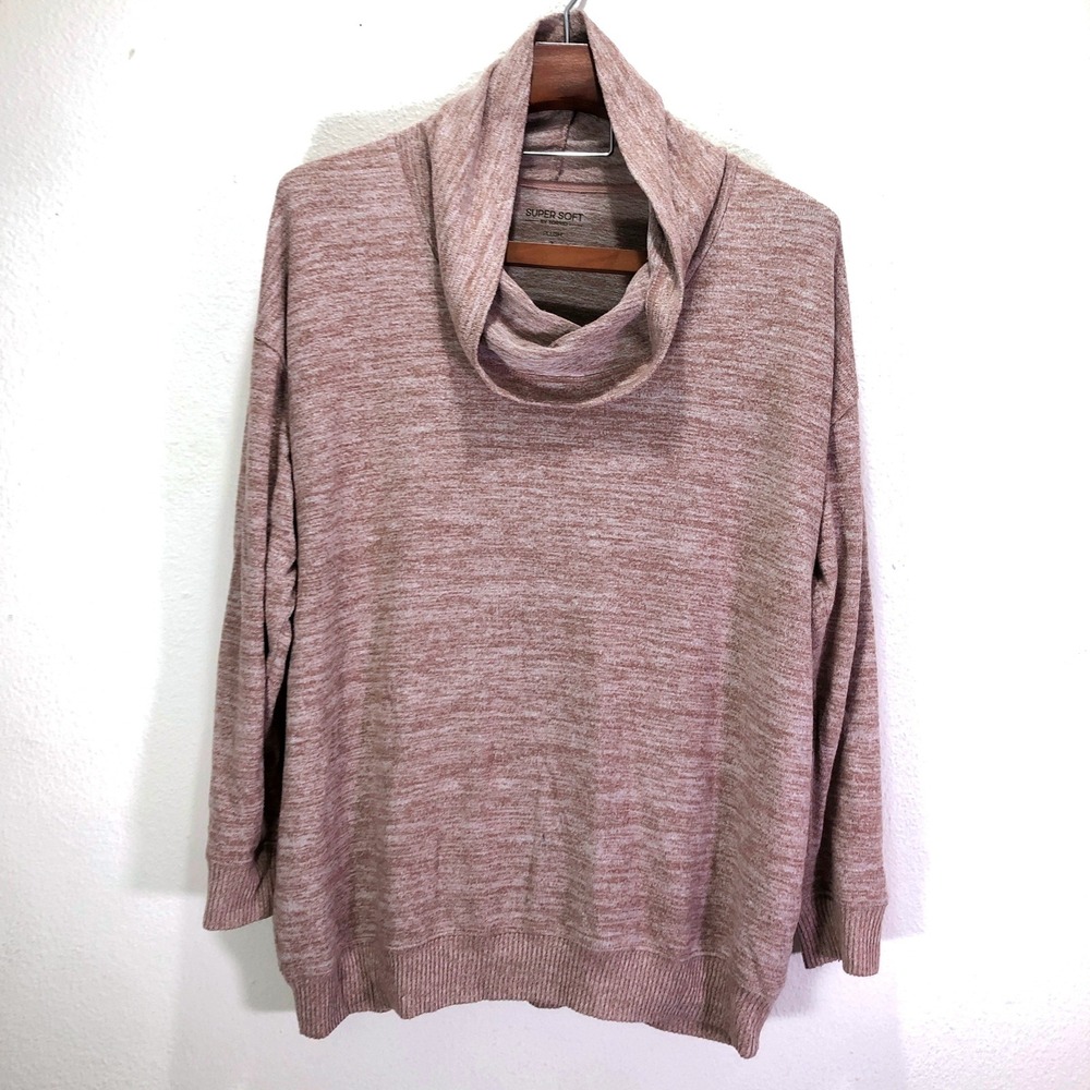 Torrid Super Soft Plush Cowl Neck Pullover Sweater Heathered Rose Pink Size 2